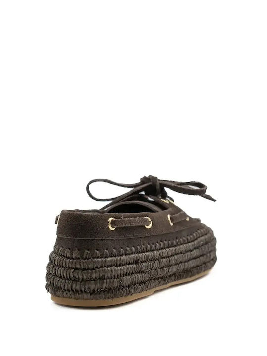 Leather Women's Boat Shoes In Brown Colour