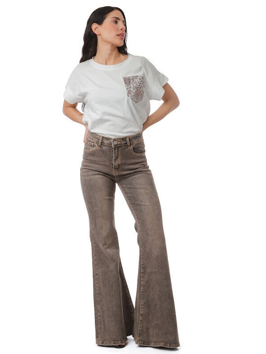 Women's Flared Brown Jean Pants