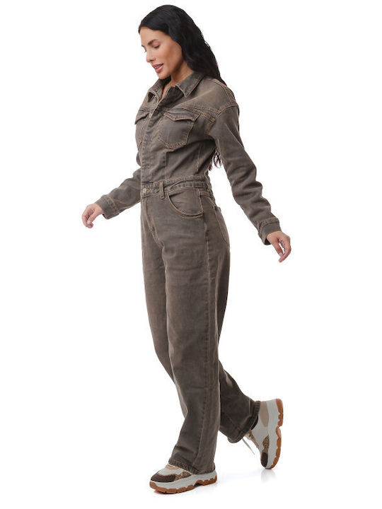 Damen Denim Jumpsuit Grau jst-26-0077-gry