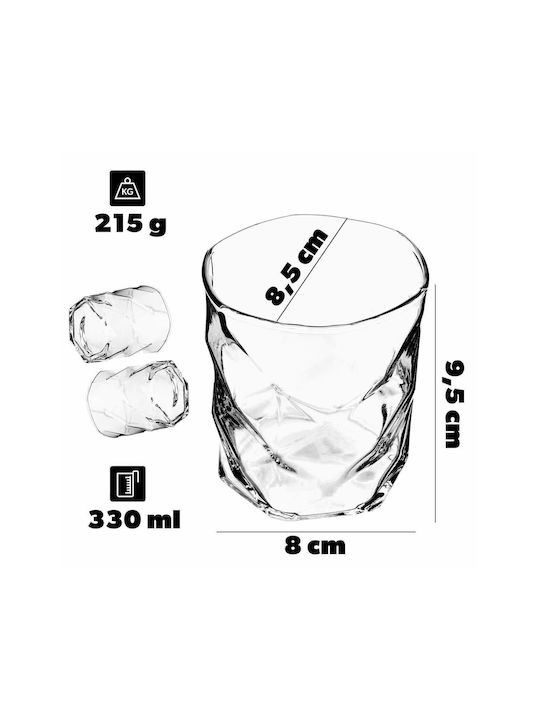 Kadax Σετ Ποτήρια Ουίσκι / Νερού από Γυαλί 330ml 2τμχ