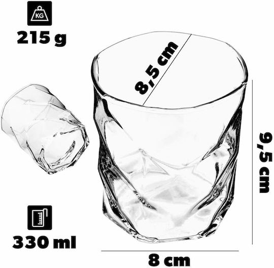 Kadax Pahar Whiskey Pentru Apă Din Sticlă 330ml