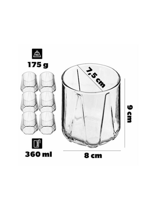 Kadax Set Pahare Whiskey Pentru Apă Din Sticlă 360ml 6 Bucăți