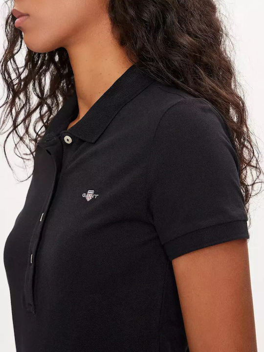 Damen Polo Bluse Kurzarm Schwarz