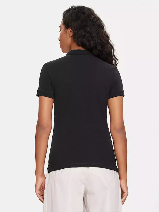 Damen Polo Bluse Kurzarm Schwarz