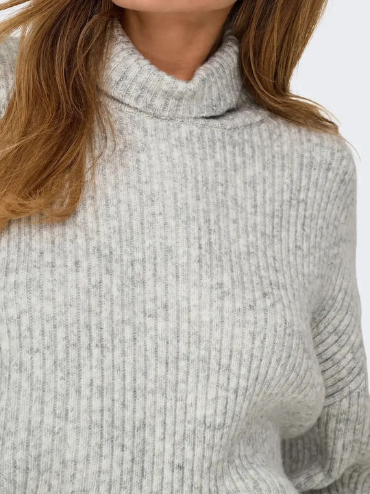 Golf Melanie Bluza Damă Mânecă Lungă Crop cu Guler Înalt Gri