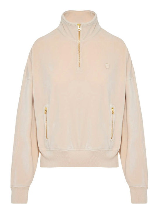 Damen Bluse Samt Ecru