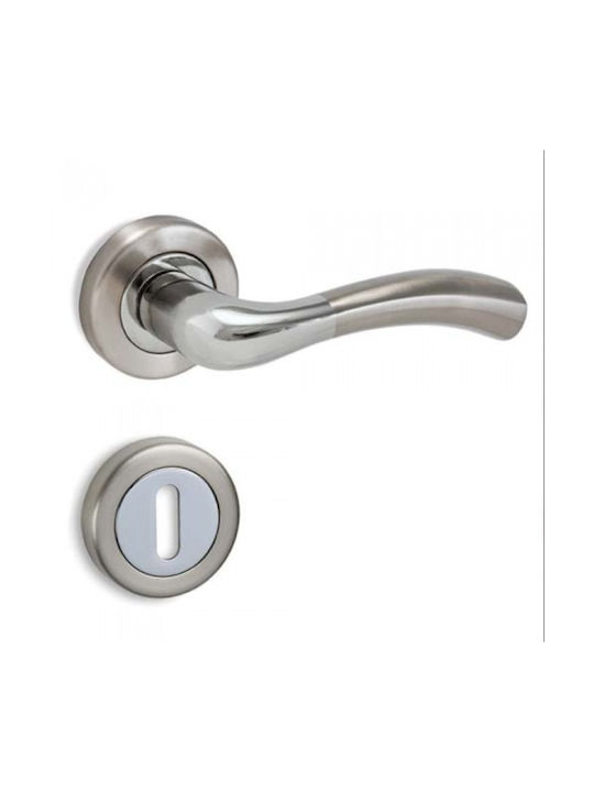 Conset Door Handle Middle Door with Rosette Pair with Mouthpiece Nickel