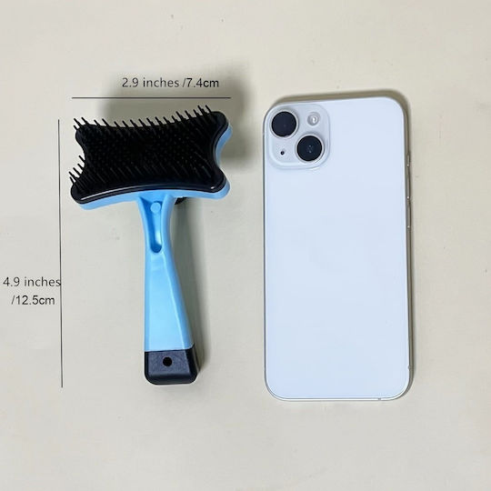 Silicone Brush Pet Hair Care 7.5x12.5cm Light Blue