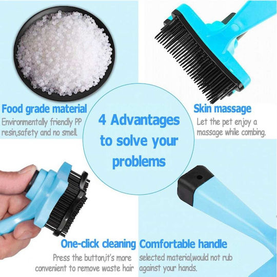 Silicone Brush Pet Hair Care 7.5x12.5cm Light Blue