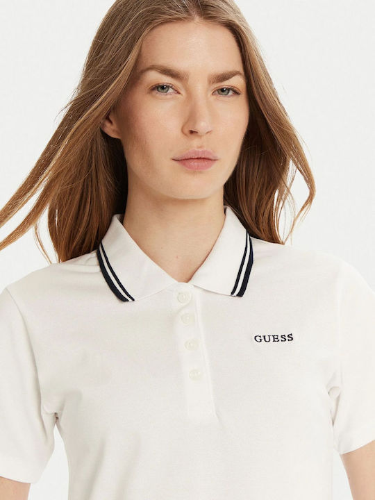 Damen Polo Bluse Kurzärmelig Weiß