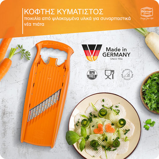 Borner Kitchen Cutting & Slicing Tools PowerLine Wavy Slicer with Safety Handle Orange
