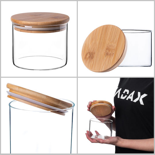 Kadax Set of 6 Glass Cereal Jars with Lid Transparent 550ml 6 Pieces