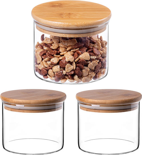 Kadax Set of 3 Glass Transparent Cereal Jars with Lid 550ml 3 Pieces