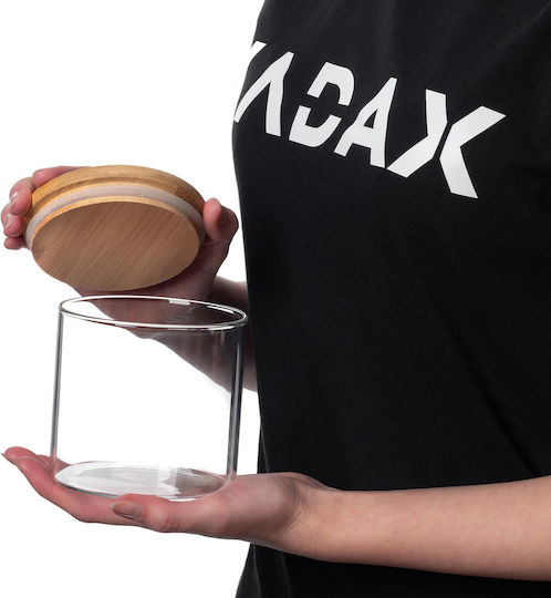Kadax Комплект 3 Бройки Вази За Зърнени Храни С Капак Стъклен Прозрачен 680мл 3 Бройки