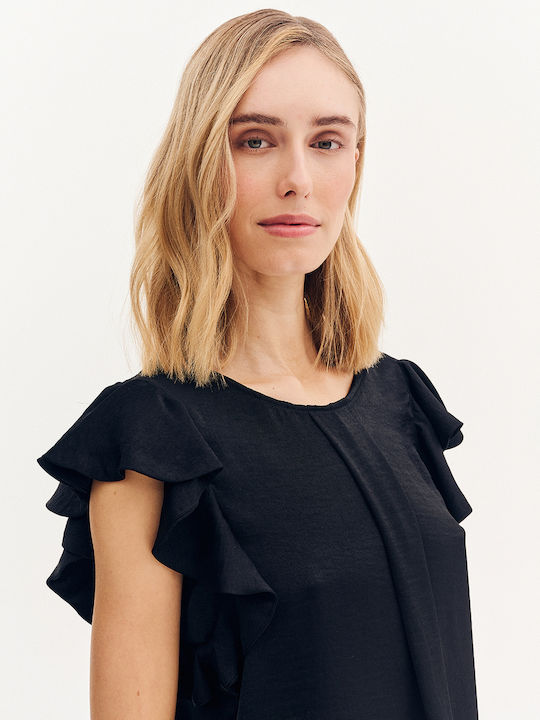 Women's Blouse Short Sleeve Black