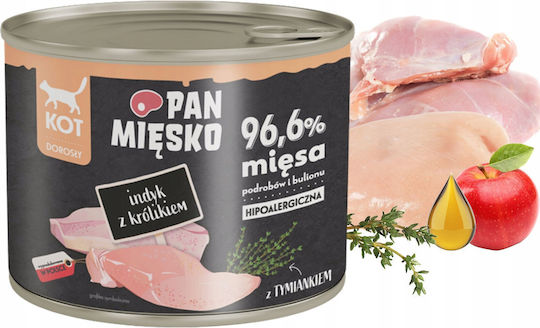 Pan Mięsko Wet Cat Food Turkey Rabbit Adult 200g