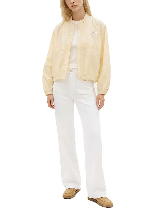Kurze Damen Bomber Jacke Beige