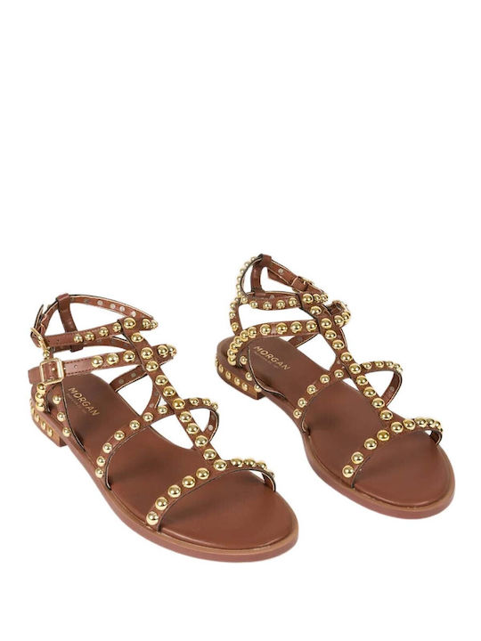 Morgan Leather Women's Flat Sandals Tabac Brown