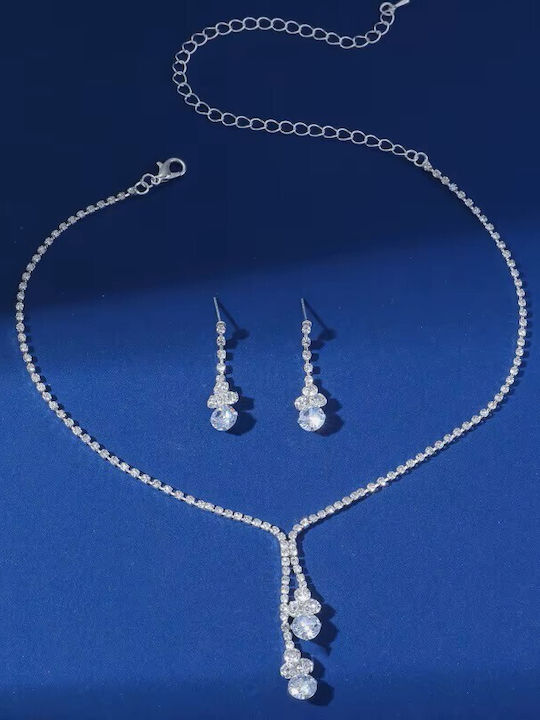 By Queen Elegant Crystal Necklace Earrings Shiny Stones