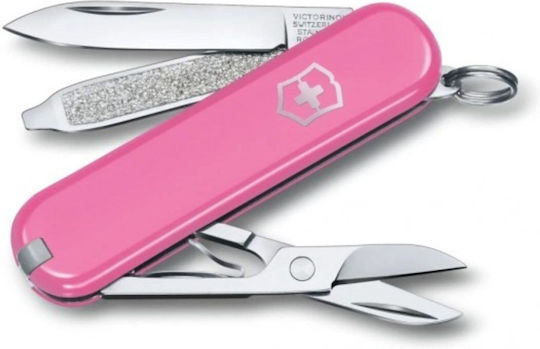 Classic Sd Schweizer Armee-Messer 58 Mm 7 Funktionen Rosa Leder-Gehäuse Grau