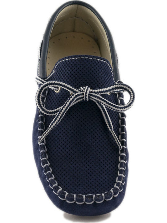 Leather Kids Moccasins Blue