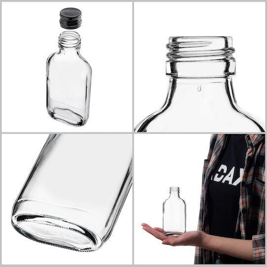 100ml Flask Bottle Black Cap 1 Pc