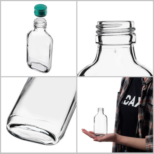 Flask Bottle 100ml Green Cap 10 Pcs