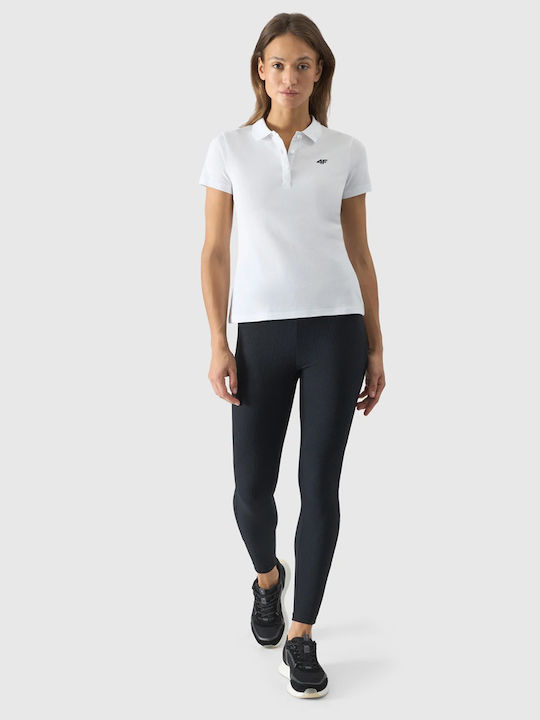 Women's Athletic Polo Blouse Short Sleeve White