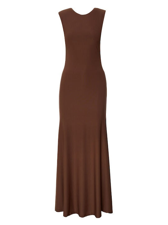Summer Maxi Dress for Wedding and Christening Open Back Chocolate