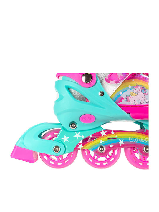 Action One Set Role Reglabile În Linie Pentru Adulți Copii Unicorn Fantasy Xs 27-30 Roz