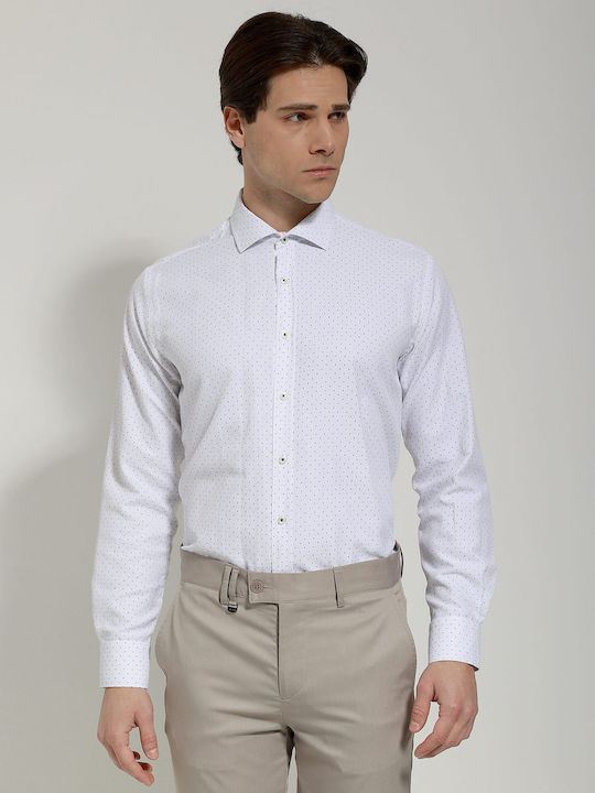 Langärmeliges Herrenhemd in Enge Passform mit Polka Dot Muster Schwarz
