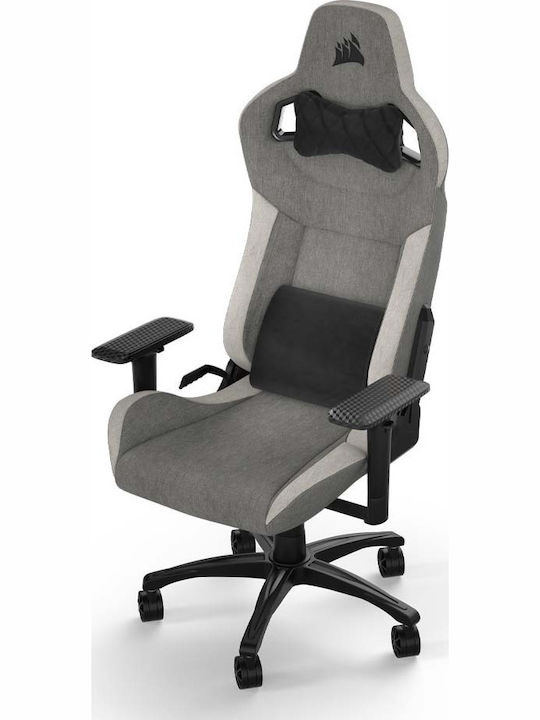 Corsair T3 Rush Fabric (2023) Υφασμάτινη Καρέκλα Gaming με Ρυθμιζόμενα Μπράτσα Γκρι/Λευκό