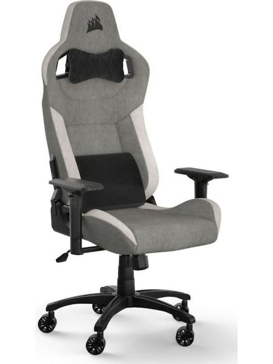 Corsair T3 Rush Fabric (2023) Υφασμάτινη Καρέκλα Gaming με Ρυθμιζόμενα Μπράτσα Γκρι/Λευκό