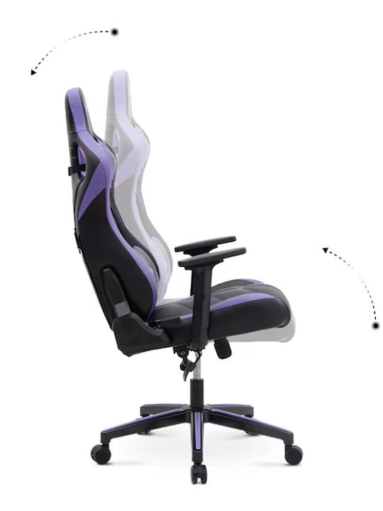 Megapap ZIO Gaming Pro Καρέκλα Gaming Δερματίνης με Ρυθμιζόμενα Μπράτσα μωβ - μαύρο
