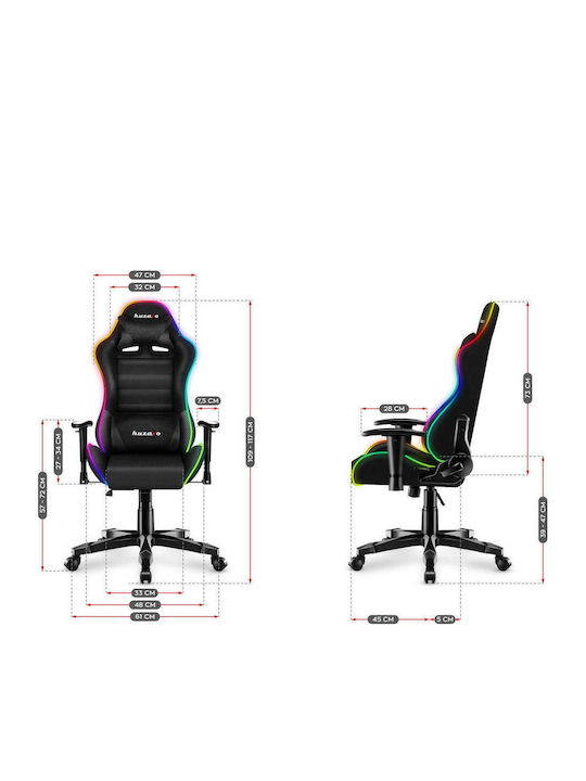 Huzaro Ranger 6.0 Child RGB Mesh Καρέκλα Gaming Δερματίνης με Ρυθμιζόμενα Μπράτσα και RGB Φωτισμό Μαύρη