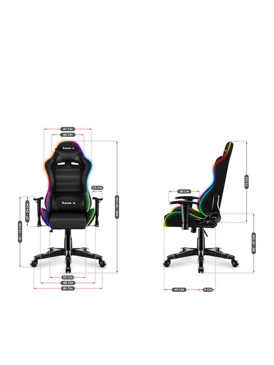 Huzaro Ranger 6.0 Child RGB Mesh Καρέκλα Gaming Δερματίνης με Ρυθμιζόμενα Μπράτσα και RGB Φωτισμό Μαύρη