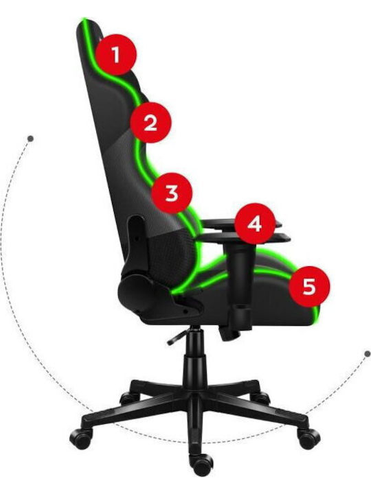 Huzaro Force 6.2 Mesh Fabric Gaming Chair with Adjustable Armrests and RGB Lighting Black