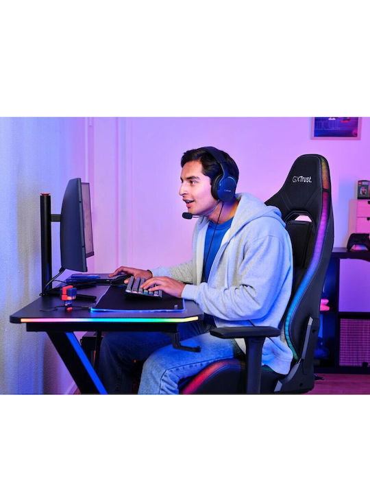 Trust GXT 719 Ruya Καρέκλα Gaming Δερματίνης με Ρυθμιζόμενα Μπράτσα και RGB Φωτισμό Μαύρη
