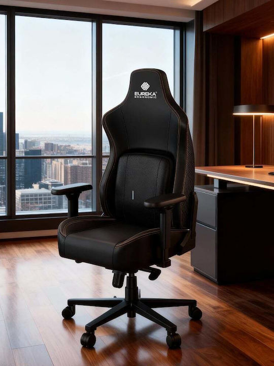 Eureka Ergonomic Python II GC-08 Геймърски стол с регулируеми подлакътници Черен