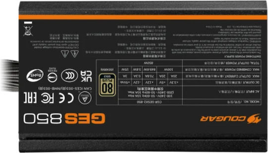 Cougar GES 850W Negru Sursă De Alimentare Complet Cu Fir 80 Plus Gold