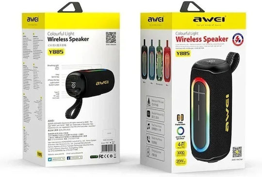 Awei Y885 Ηχείο Bluetooth 20W με Διάρκεια Μπαταρίας έως 4 ώρες Μαύρο