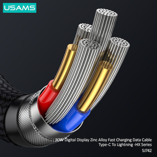 Usams Braided USB-C to Lightning Cable 30W Λευκό 1.2m DM121299