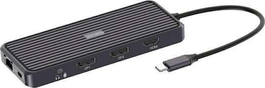 4Smarts SmartDock Dock / USB-C Docking Station με HDMI/DisplayPort 4K PD Ethernet και σύνδεση 2 Οθονών Μαύρο