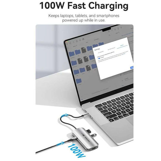 Vention TQDHB USB-C Докинг станция с HDMI 4K PD Сребрист