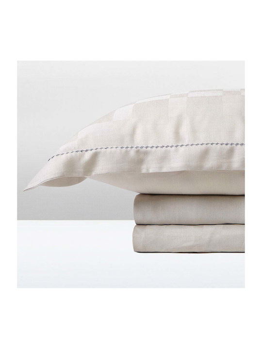 Hauz Limited Edition Bed Sheet Set with 2 Pillowcases Double Size with Rubber Hugger 160x200+40cm Ecru (3 Pieces)