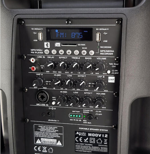 Audio Club Ηχείο Karaoke με Ασύρματο Μικρόφωνο MOOV12-PRO Μαύρο