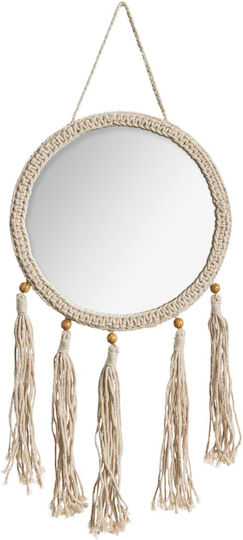 A-s Cord Beige Wandspiegel Durchmesser 31cm