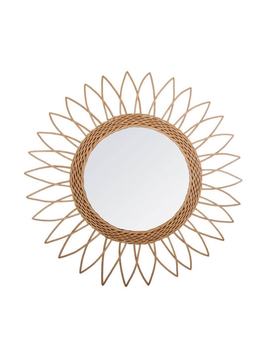 Atmosphera Wall Mirror with Beige Rattan Frame Diameter 50cm