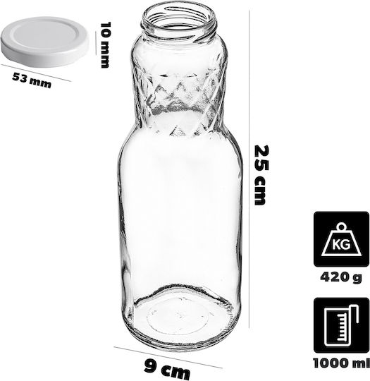 Kadax Kadax Glas Wasserflasche mit Schraubdeckel Transparent 1000ml