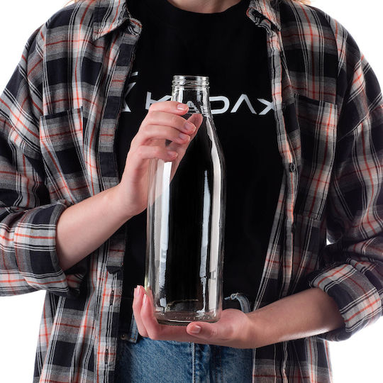 Kadax Бутилка за Вода Стъклена с Винтов Капак Прозрачен 1000ml 5 Броя